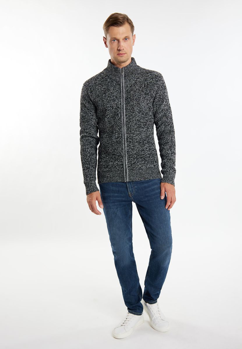 Klassischer Rippstrick-Cardigan mit Reißverschluss