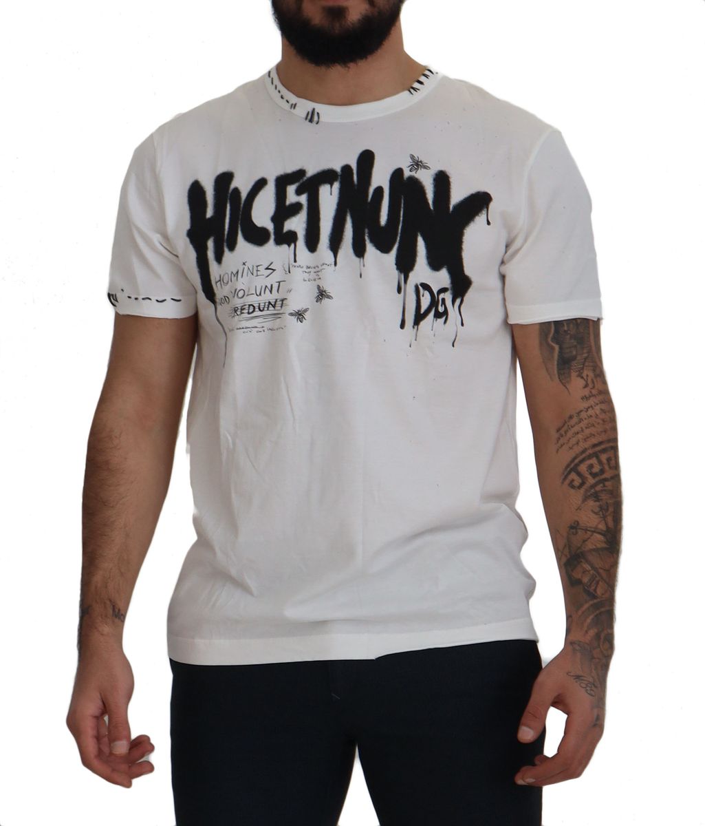 Weißes Baumwoll-T-Shirt mit Grafikdruck
