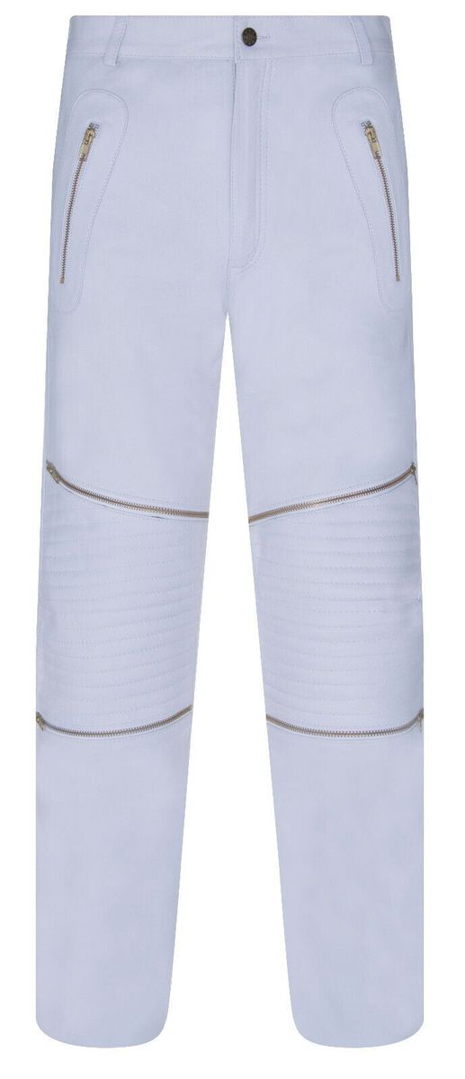 Leder-Bikerjeans mit Reißverschlussdetails