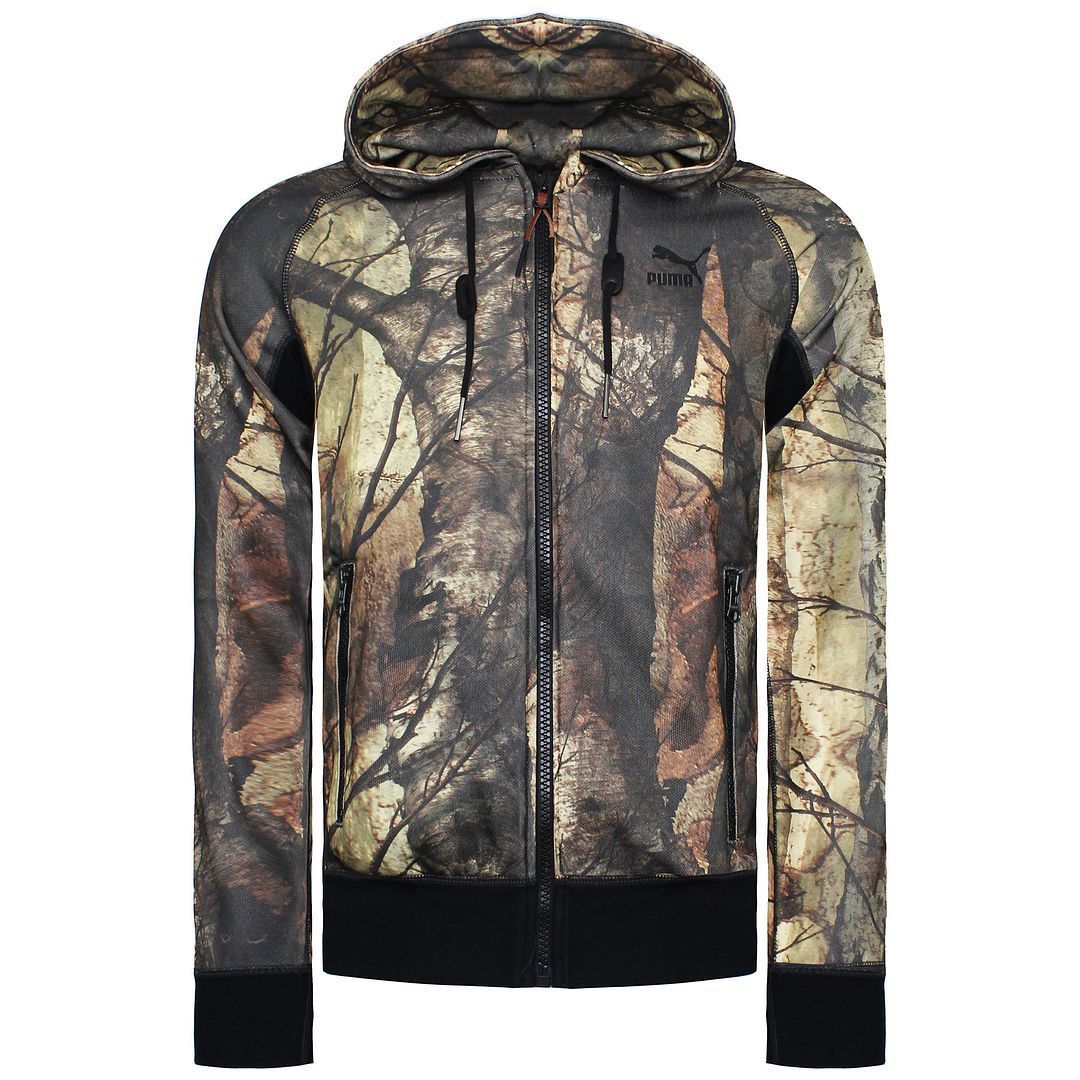 Kapuzenjacke mit Camouflage-Print und Reißverschluss