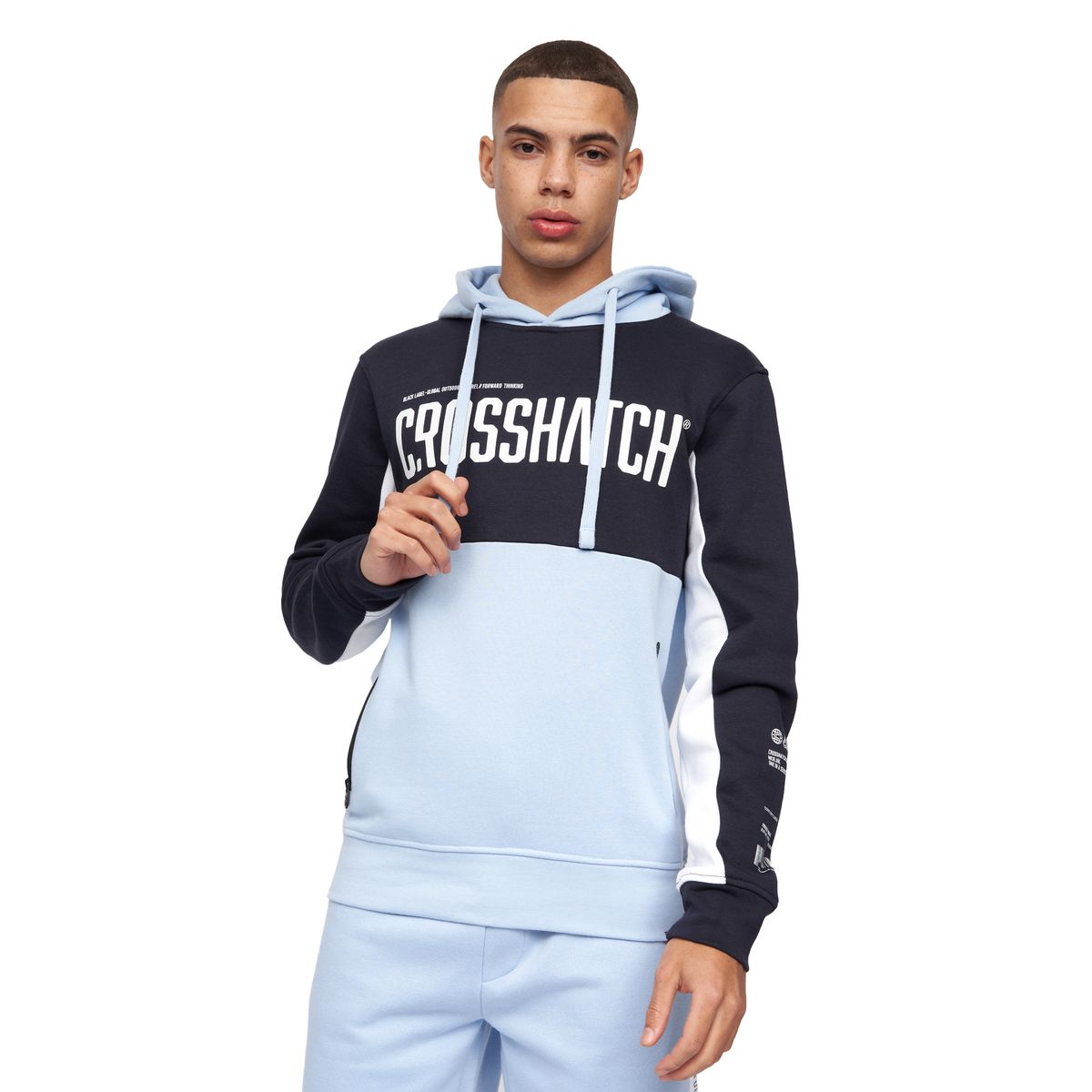 Fleece-Hoodie mit Farbblock und Aufdruck