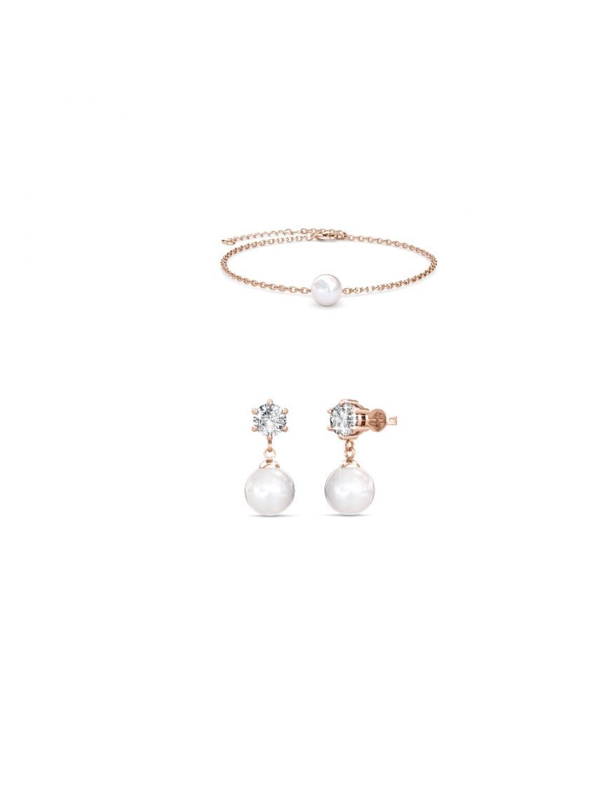 Roségoldenes Perlen- und Kristall-Set
