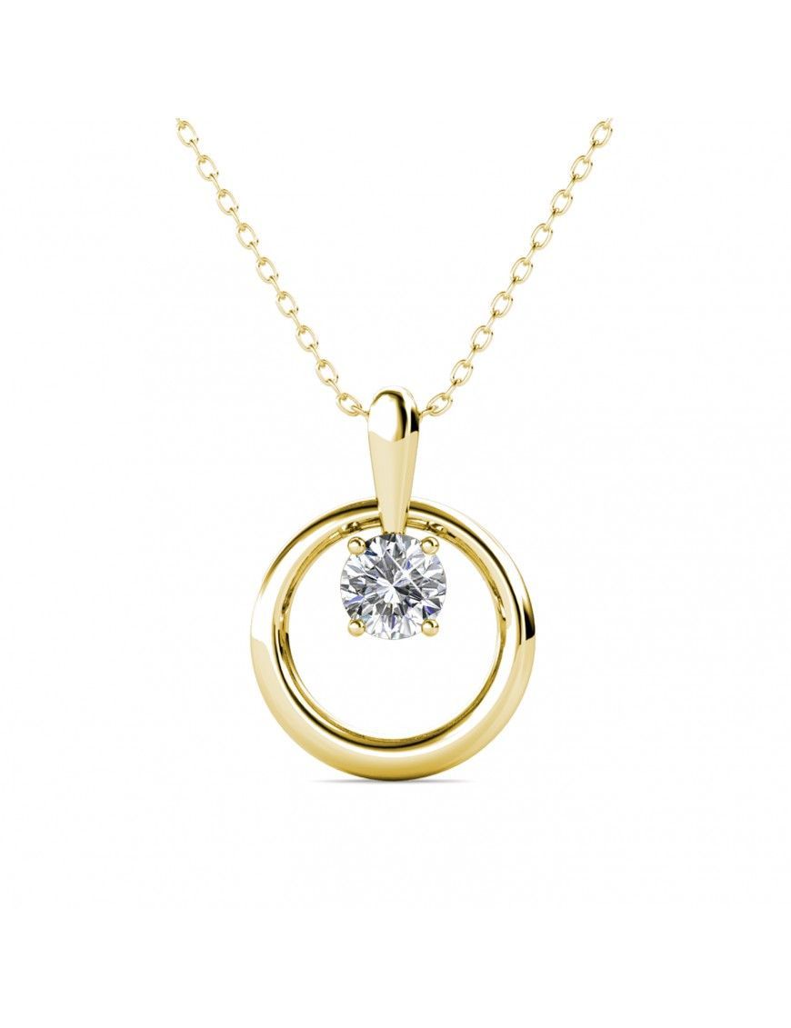 Goldene Kreis-Halskette mit Kristallanhänger