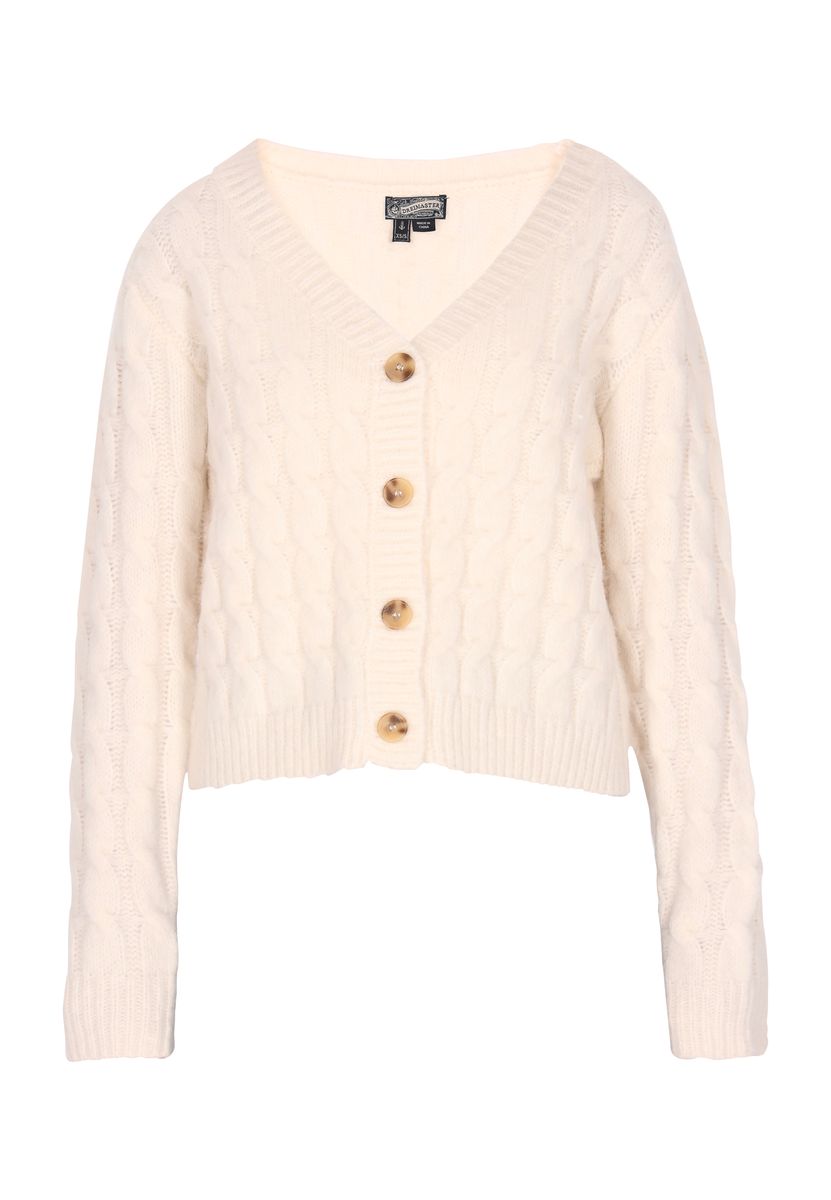 Zopfmuster Strickjacke mit Knopfleiste