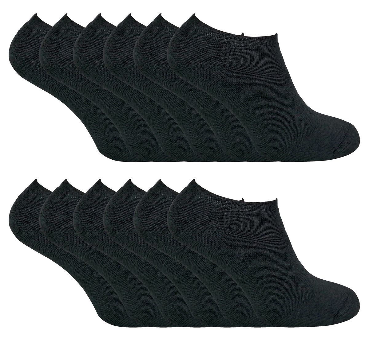Mens Thermal Low Cut Trainer Socken | 12 Paar Multipack | Winter Unsichtbare Socken für Männer - Schwarz