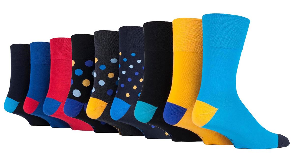 Gentle Grip - 9 Paar nicht elastische Socken aus weicher Baumwolle mit losem Oberteil - Colourburst Mix 1