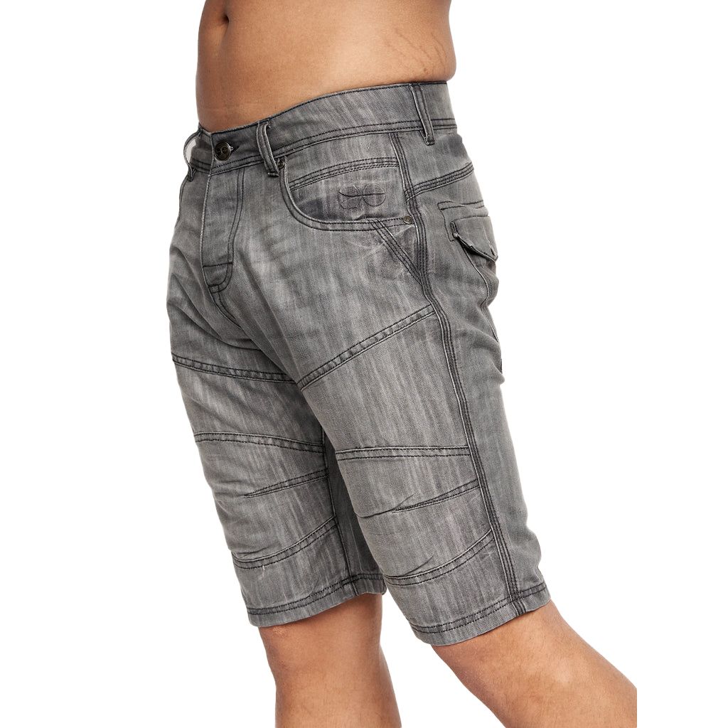 Graue Denim Shorts in Knielänge