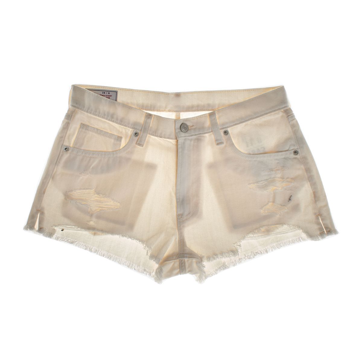 Jeansshorts mit Distressed-Details und Fransen