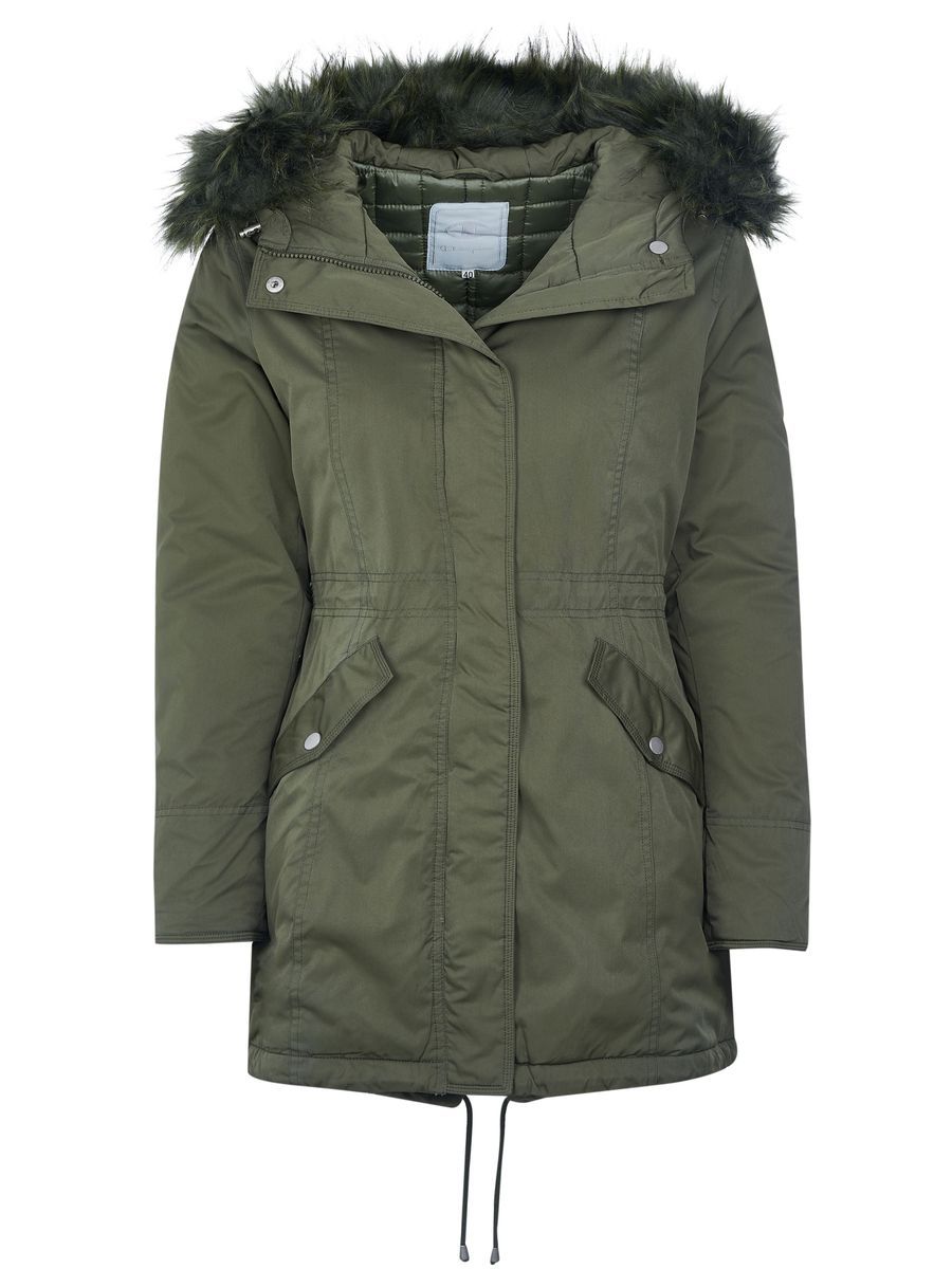 Klassischer Parka mit Kapuze und Kunstfellbesatz