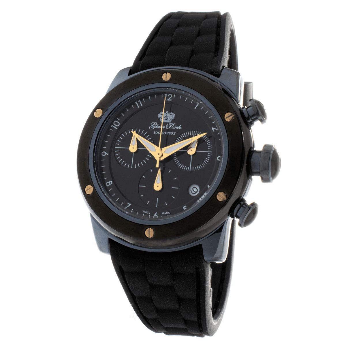 Schwarze Chronograph Uhr mit Gummiband