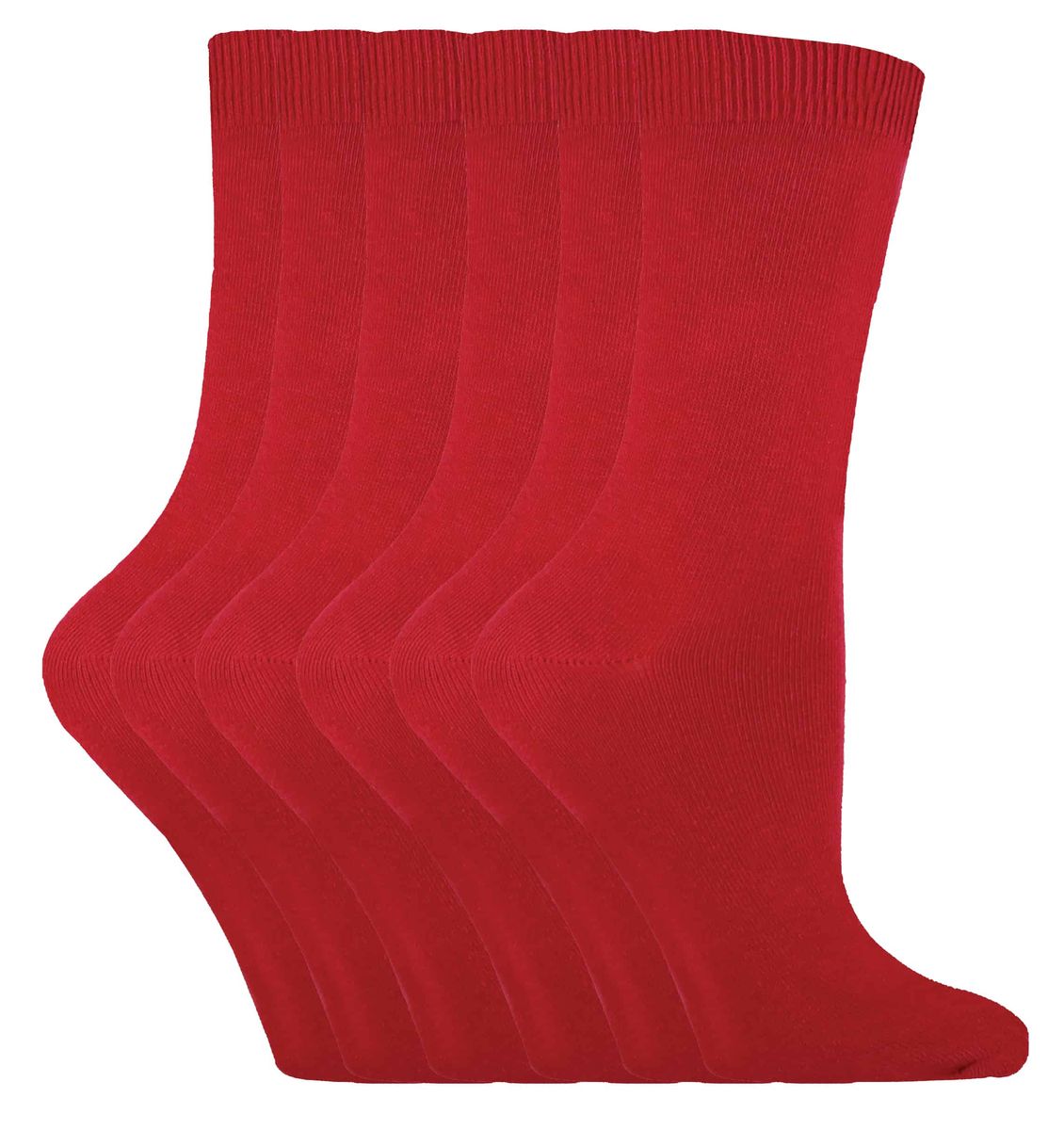Sock Snob - Lot 6 paires femme coton fine unies couleur uni qualite chaussettes - PL30 Rouge