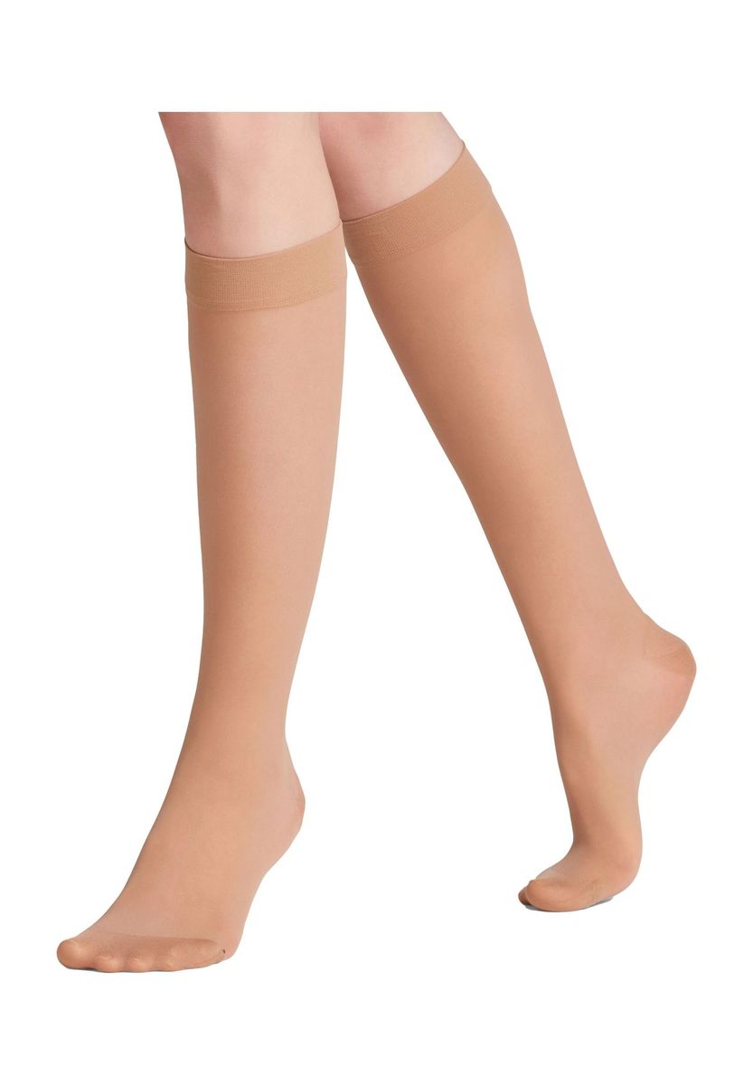 Beige Kompressions-Kniestrümpfe