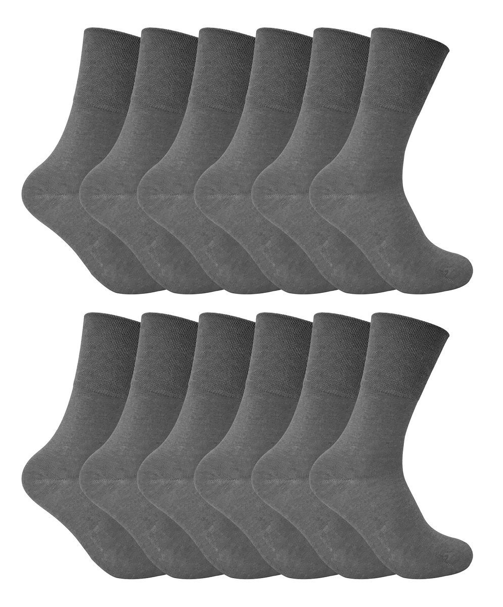 12 Pack Damen nicht elastische thermische diabetische Socken | Socken Snob | Frauen Soft Top Socken für schlechte Durchblutung - grau