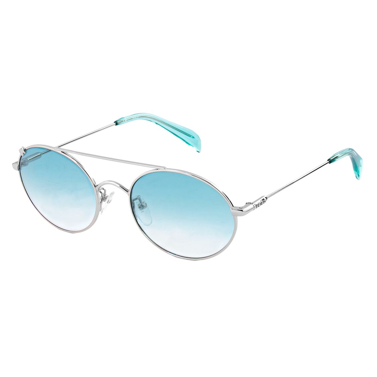 Runde Piloten-Sonnenbrille mit blauem Farbverlauf