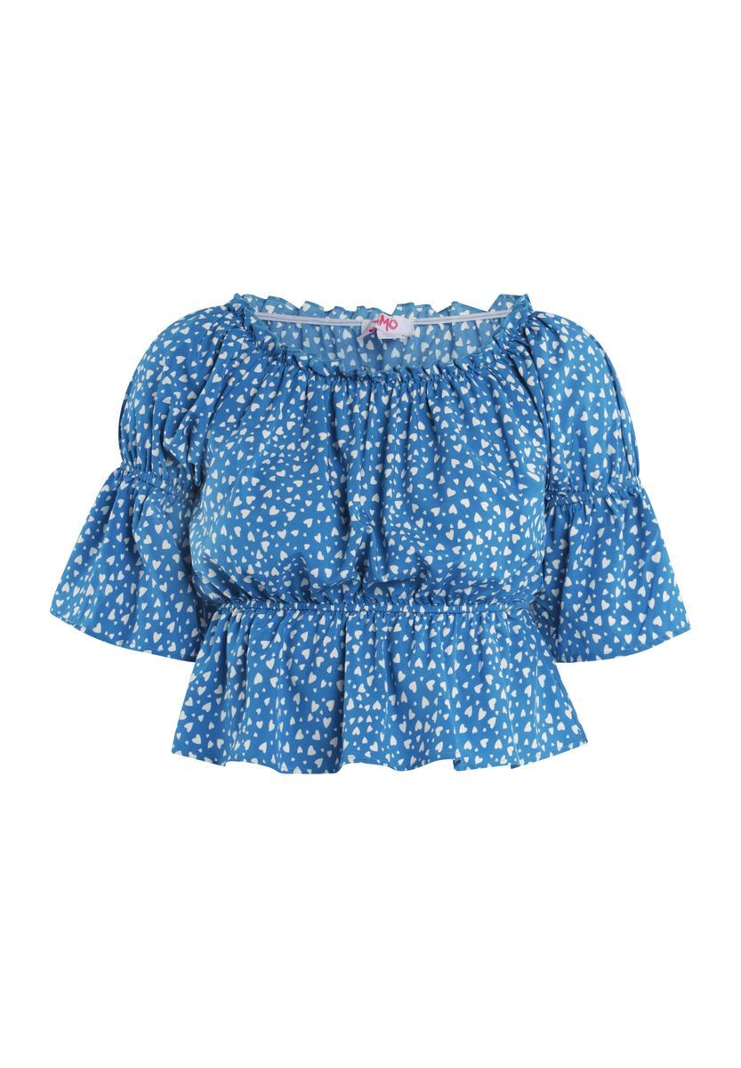 Off-Shoulder Bluse mit Herzchenprint
