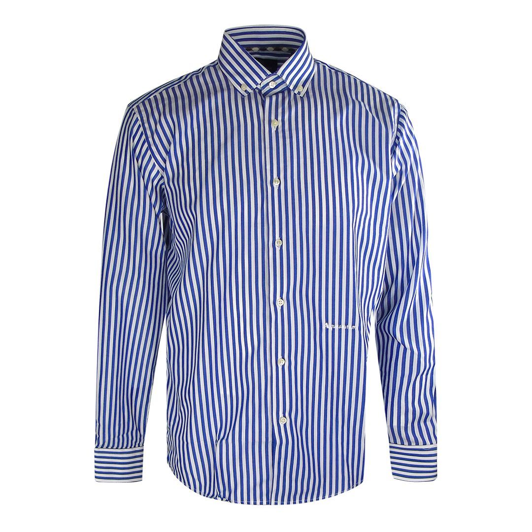 Blau gestreiftes Langarmhemd