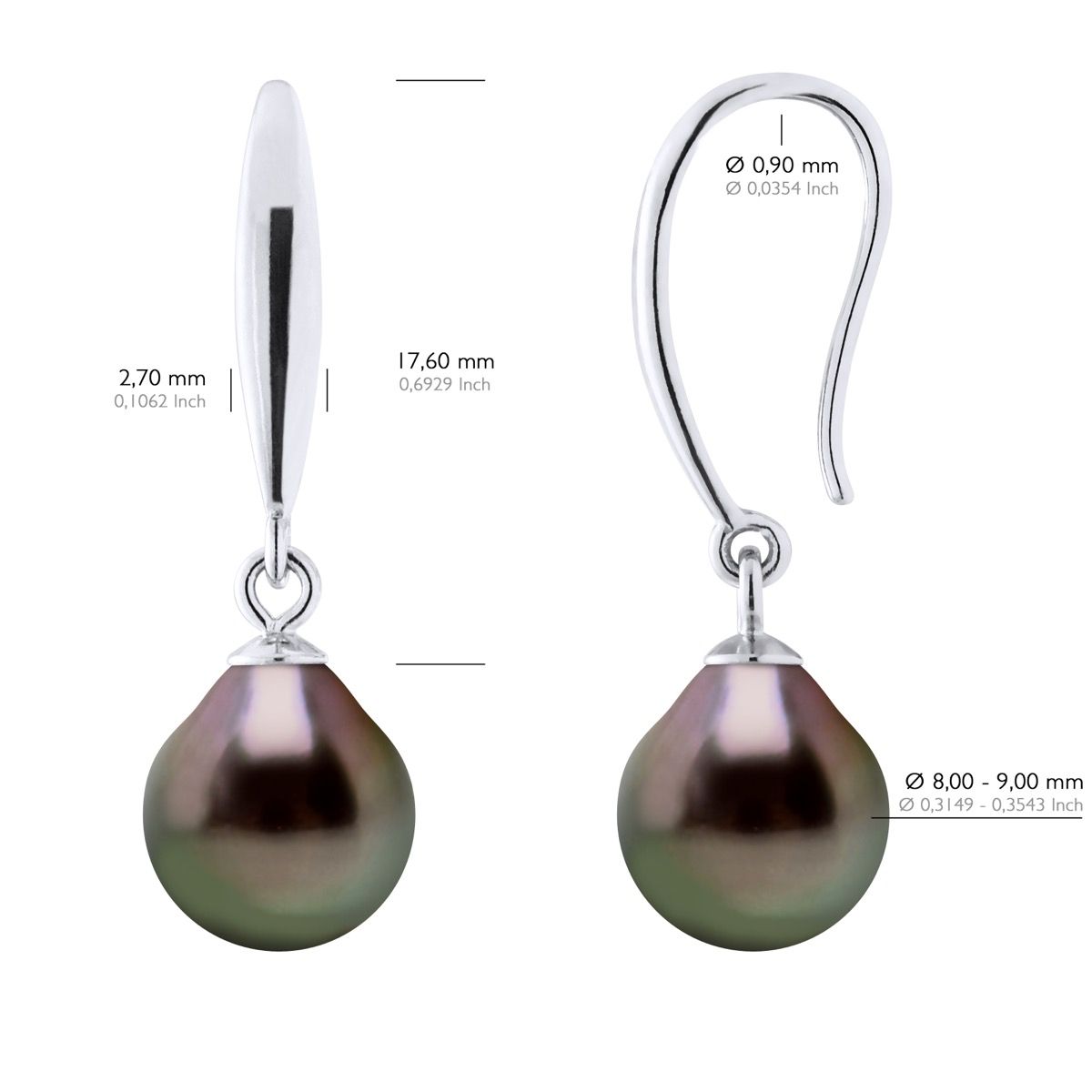 Elegante Tahiti-Perlen-Ohrhänger aus Silber
