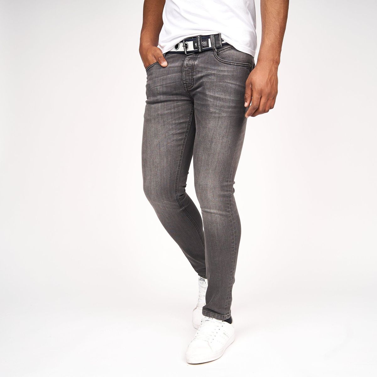 Herren Slim Fit Jeans Grau Washed