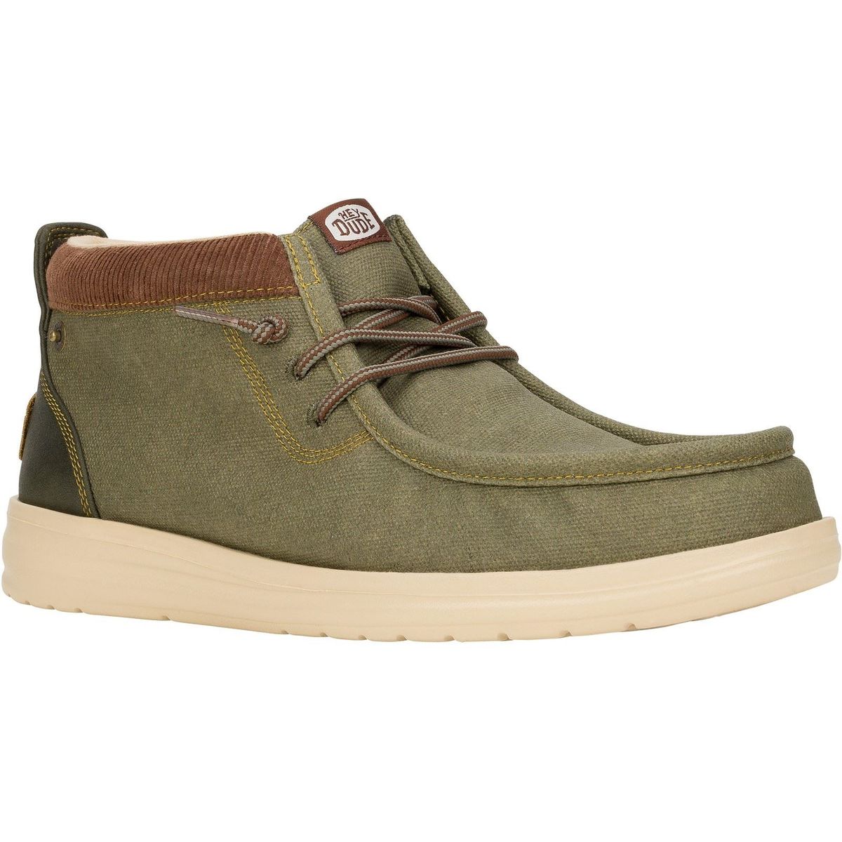 HEYDUDE Wally Mid GripR Canvas Herren Stiefel staubig oliv