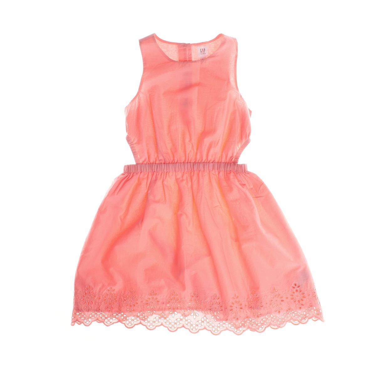 Ärmelloses Mädchenkleid mit Cutout und Stickerei