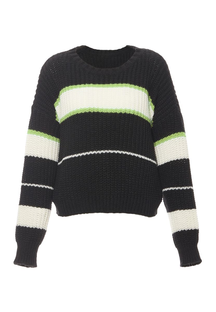 Mymo Zur Seite fahren Damen SCHWARZ WOLLWEISS LIMETTE