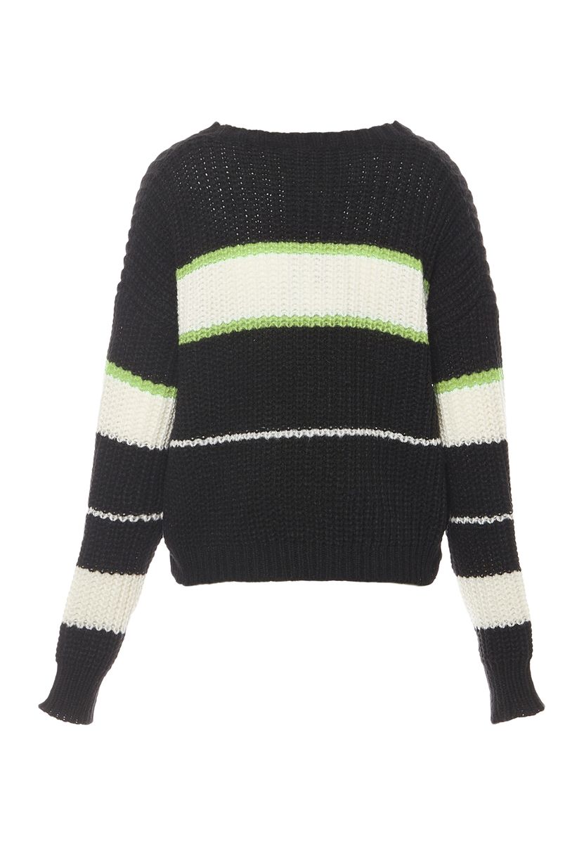 Grob gestrickter gestreifter Rippenpullover