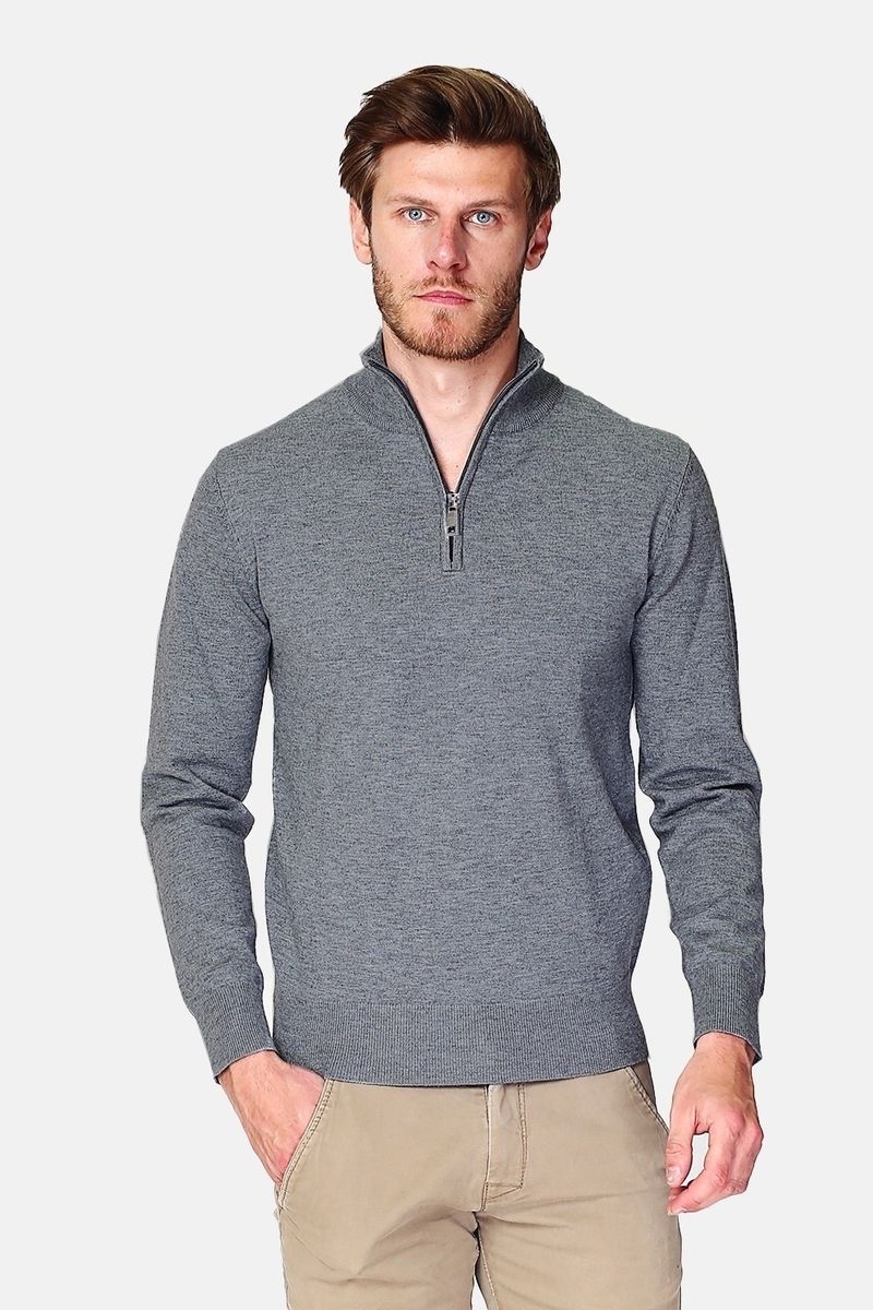 Herren Strickpullover mit Halbreißverschluss