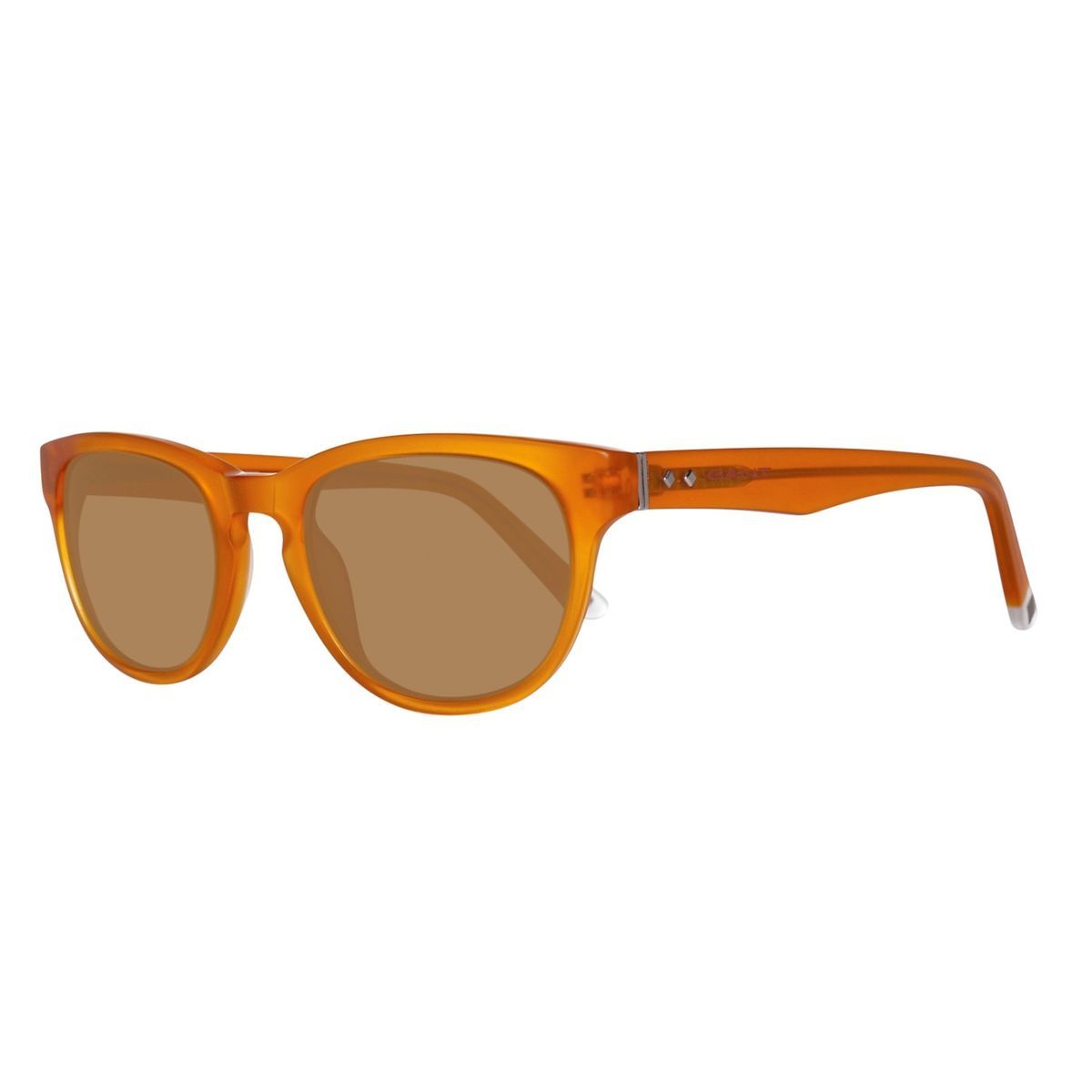 Sonnenbrille mit runden Gläsern und orangem Rahmen