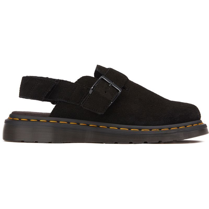Schwarze Wildleder Pantolette mit Schnallenriemen