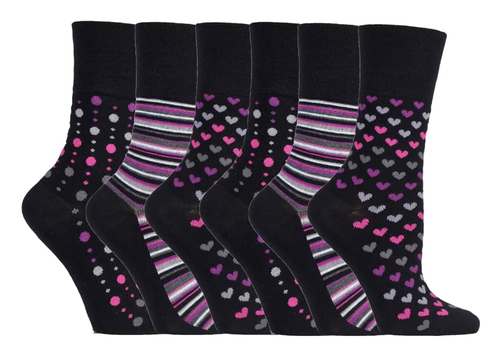 Bambus Socken mit Herz- und Streifenmuster