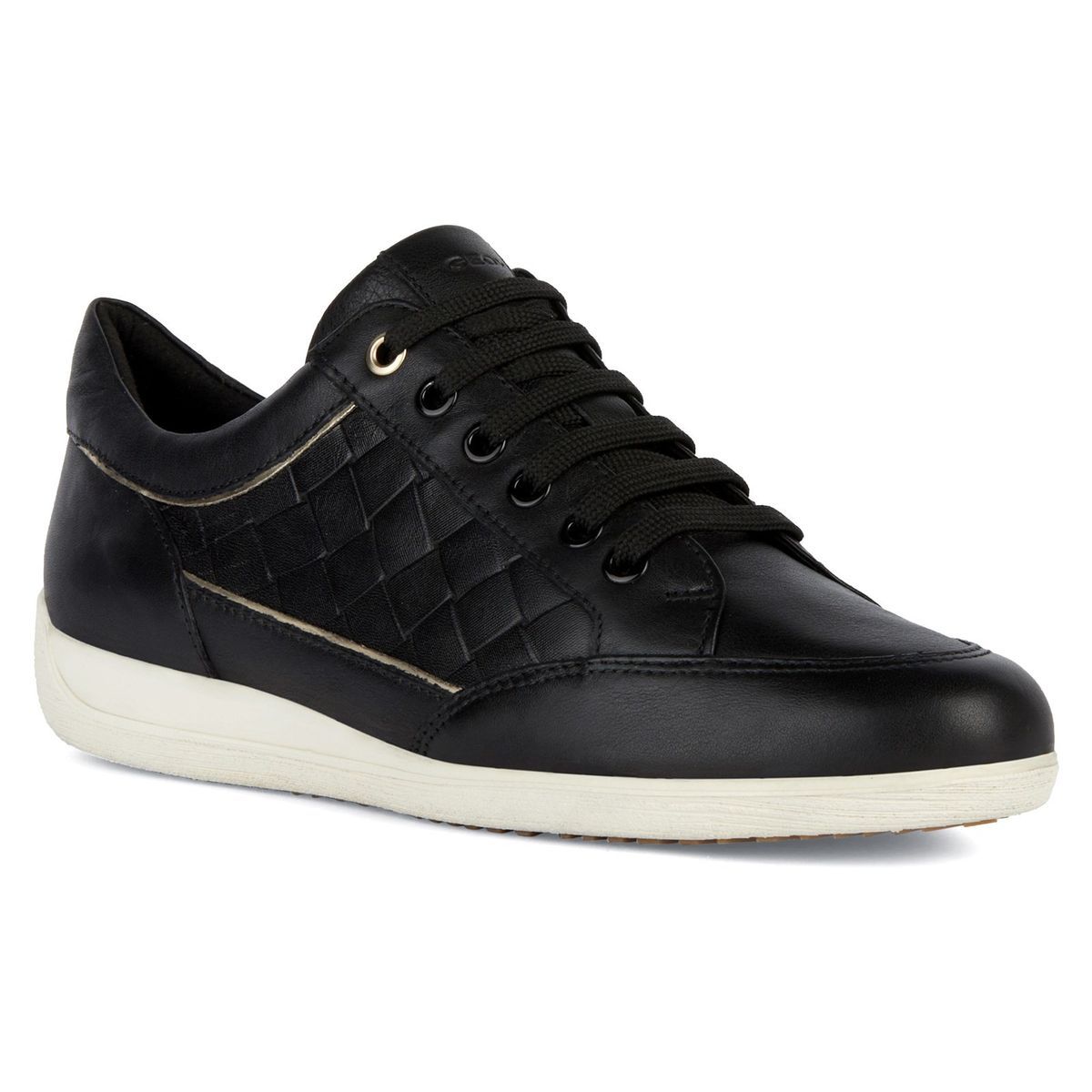 Geox D MYRIA Kunstleder Damenschwarze Turnschuhe