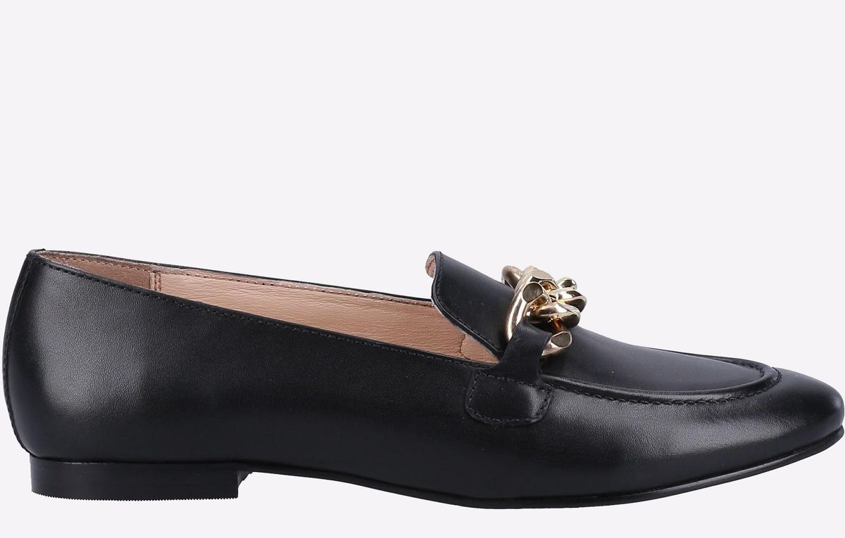 Hush Puppies Harper Chain Damen-Schwarze-Lederloafer