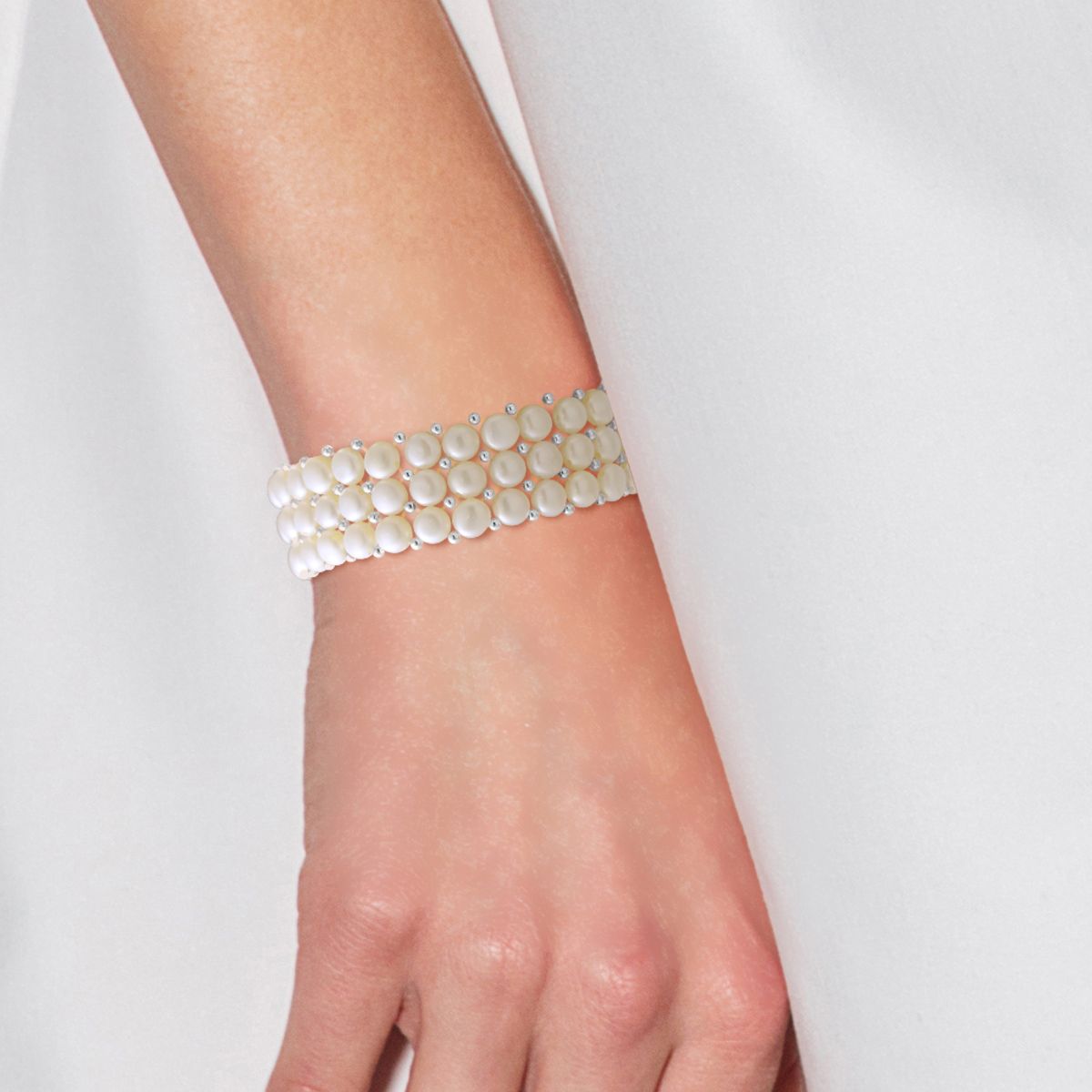 Dreireihiges Süßwasserperlen Armband