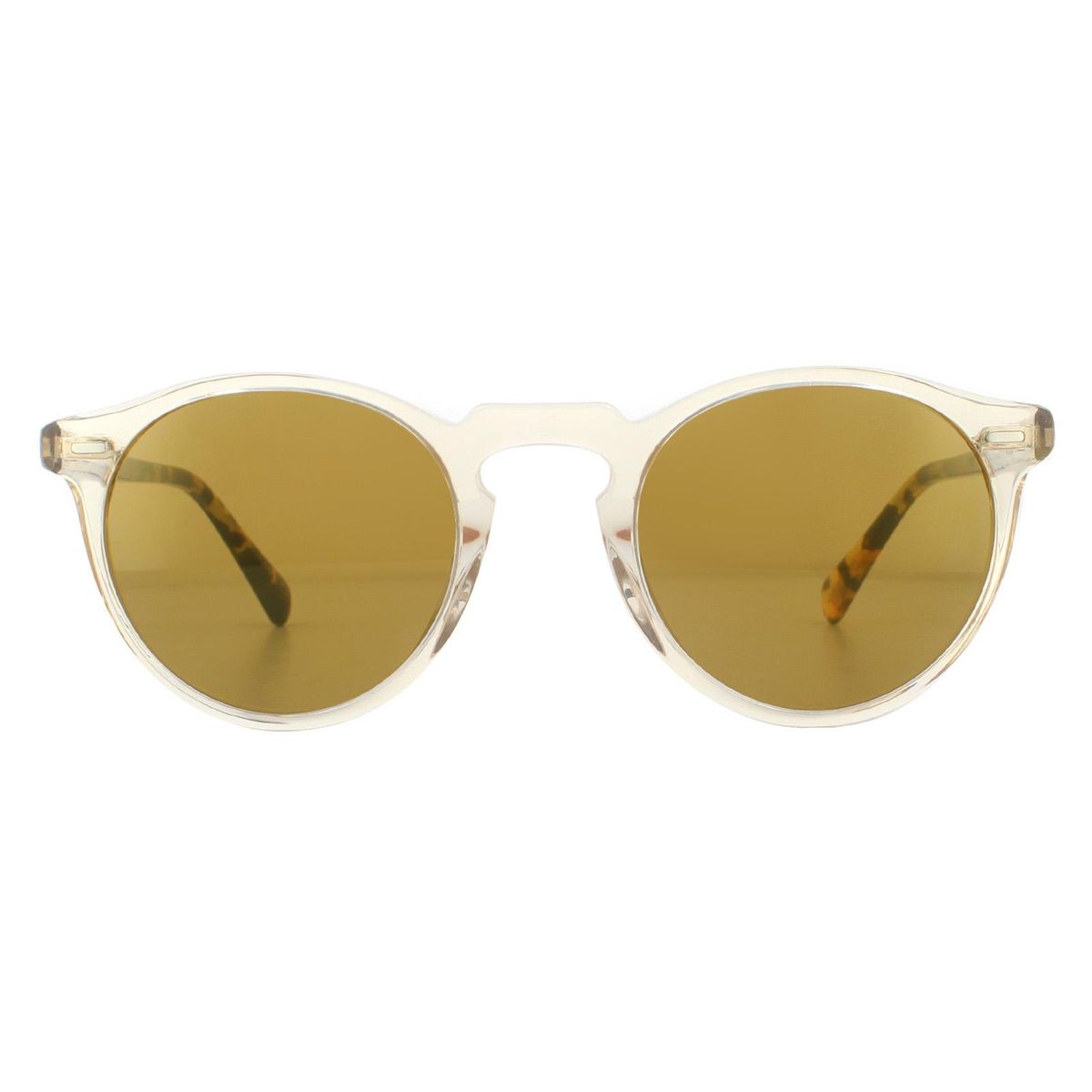 Runde Unisex-Sonnenbrille mit goldenen Gläsern