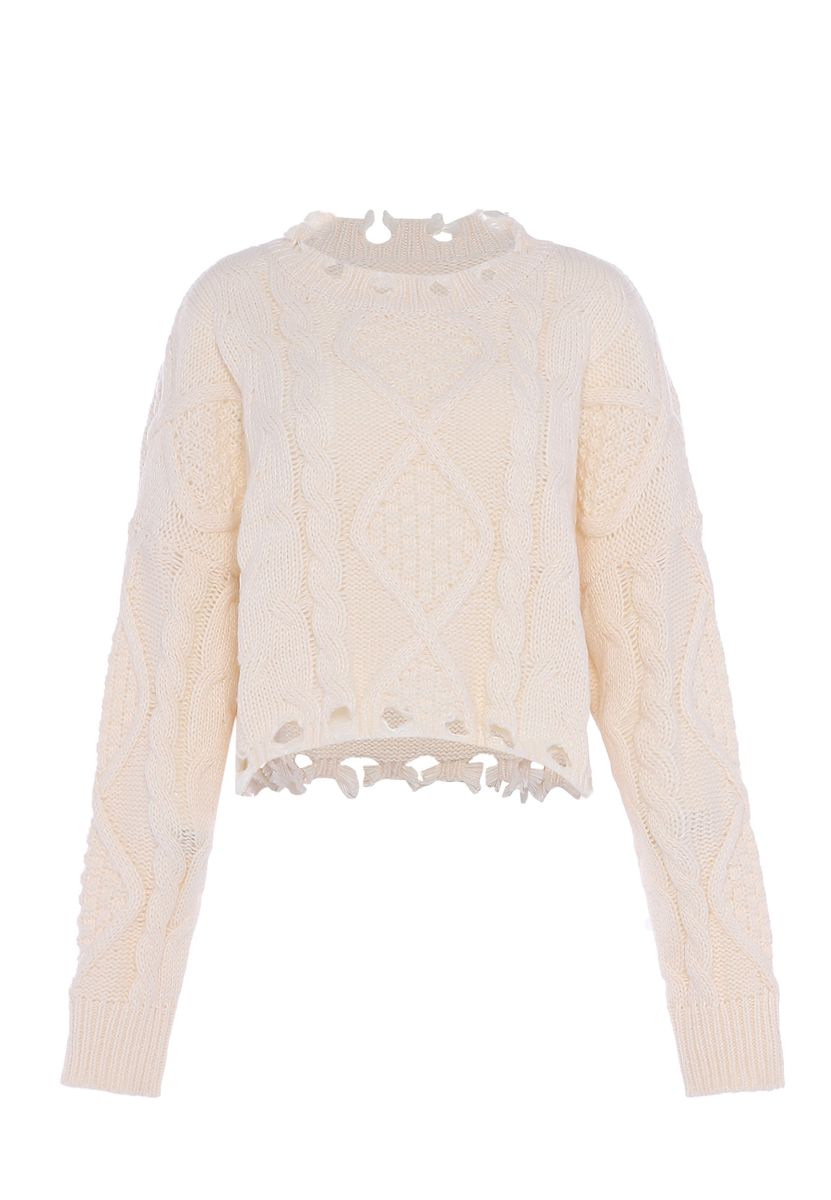 Mymo Strickpullover Damen Wollweiß