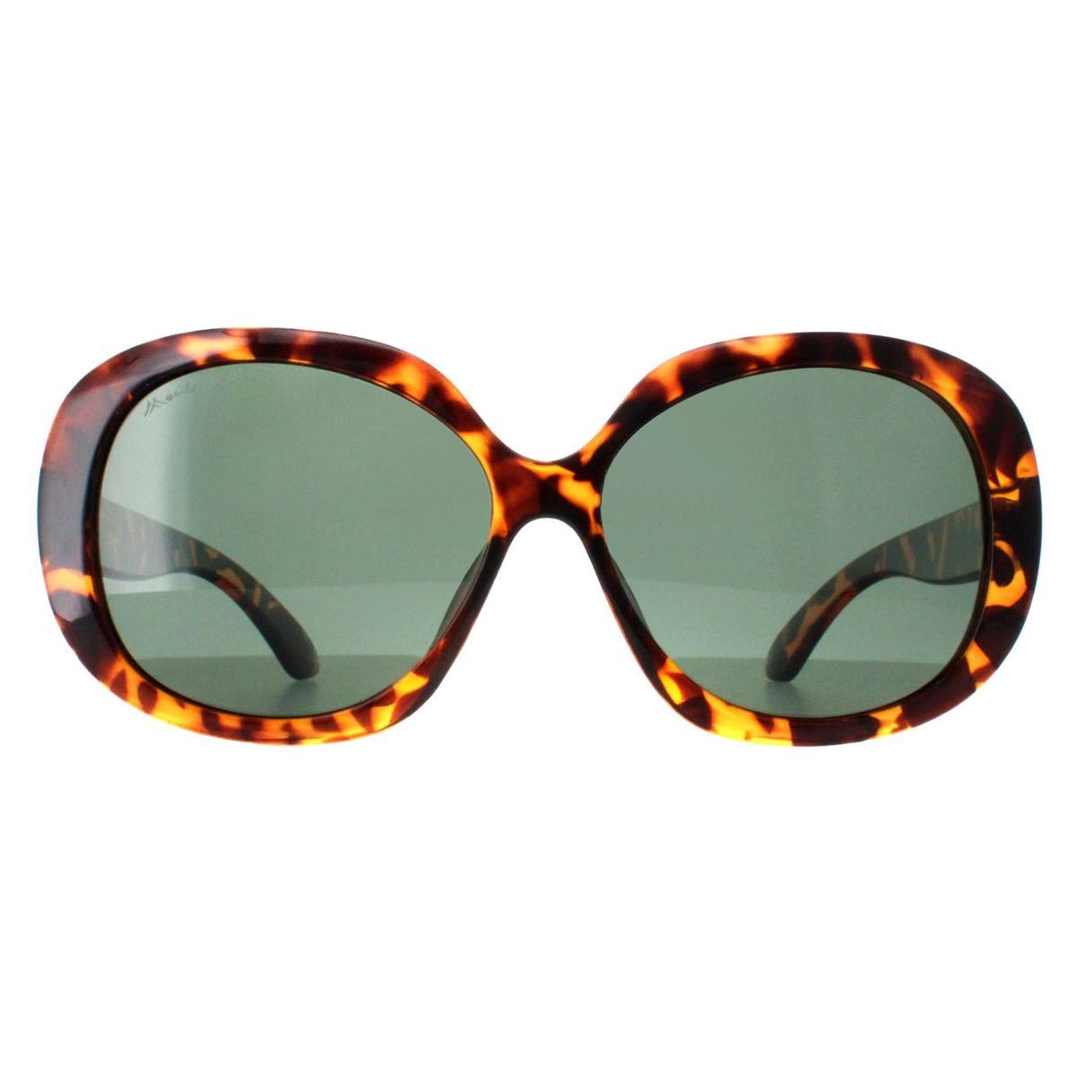 Übergroße Schildpatt-Sonnenbrille mit grünen Gläsern