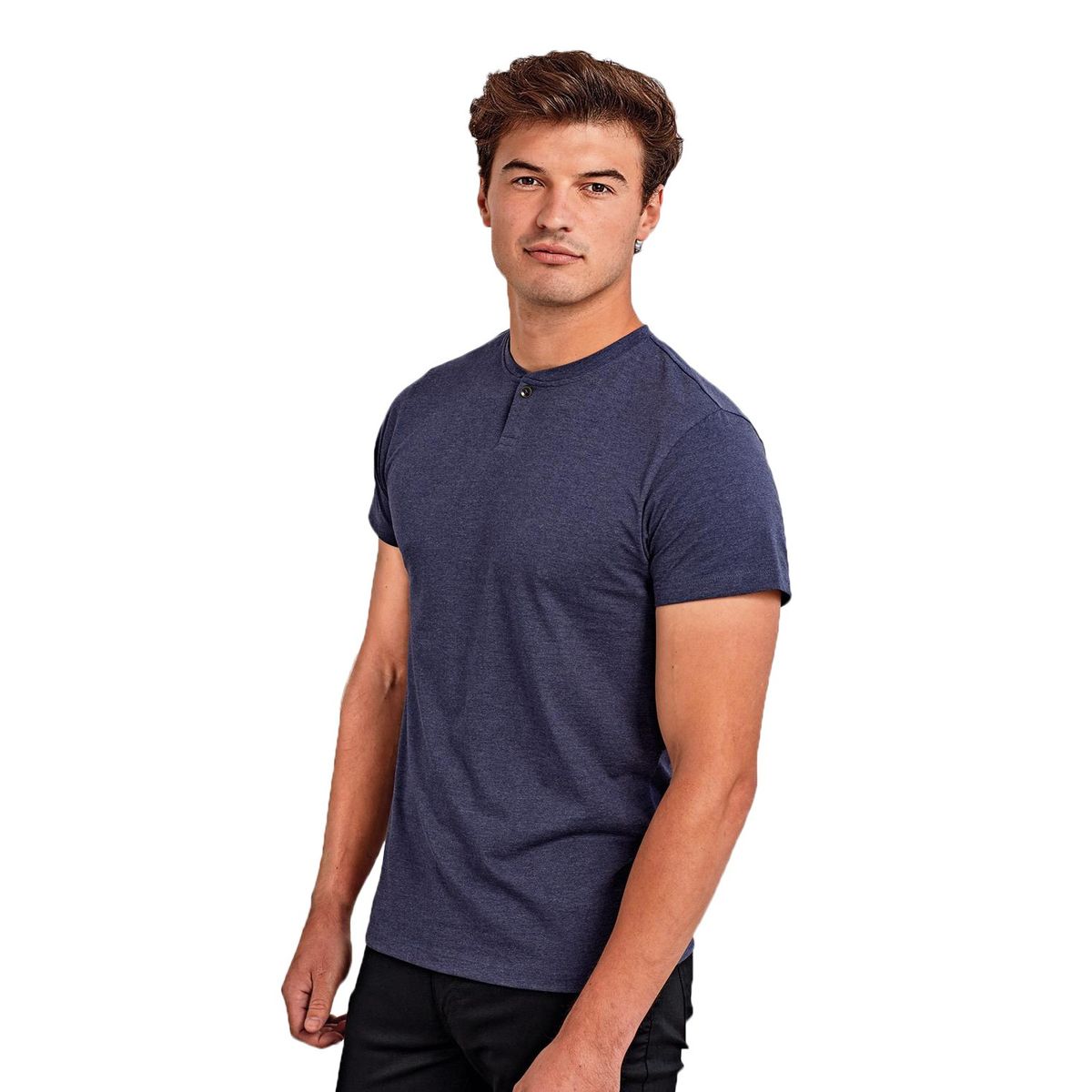 Weiches Henley-T-Shirt mit Einzelknopf