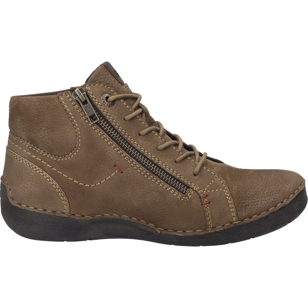 Leder-Schnürstiefelette mit seitlichem Reißverschluss