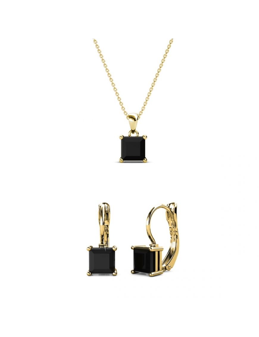 Quadratisches Schmuckset mit schwarzem Onyx