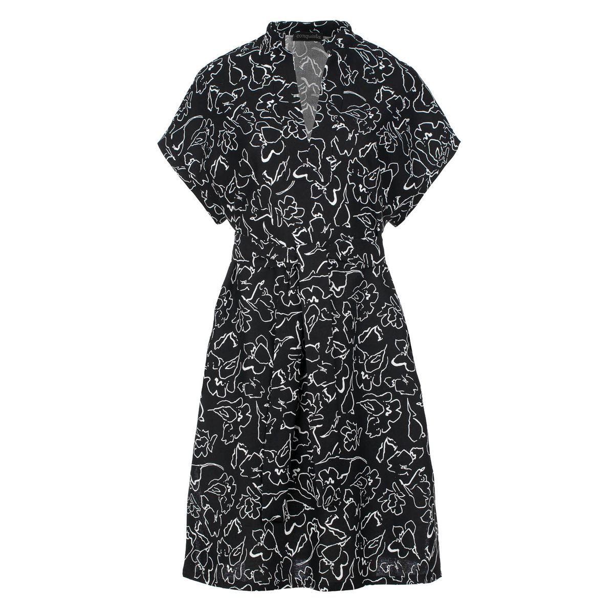 Midi-Kleid mit Blumenmuster und Kragen