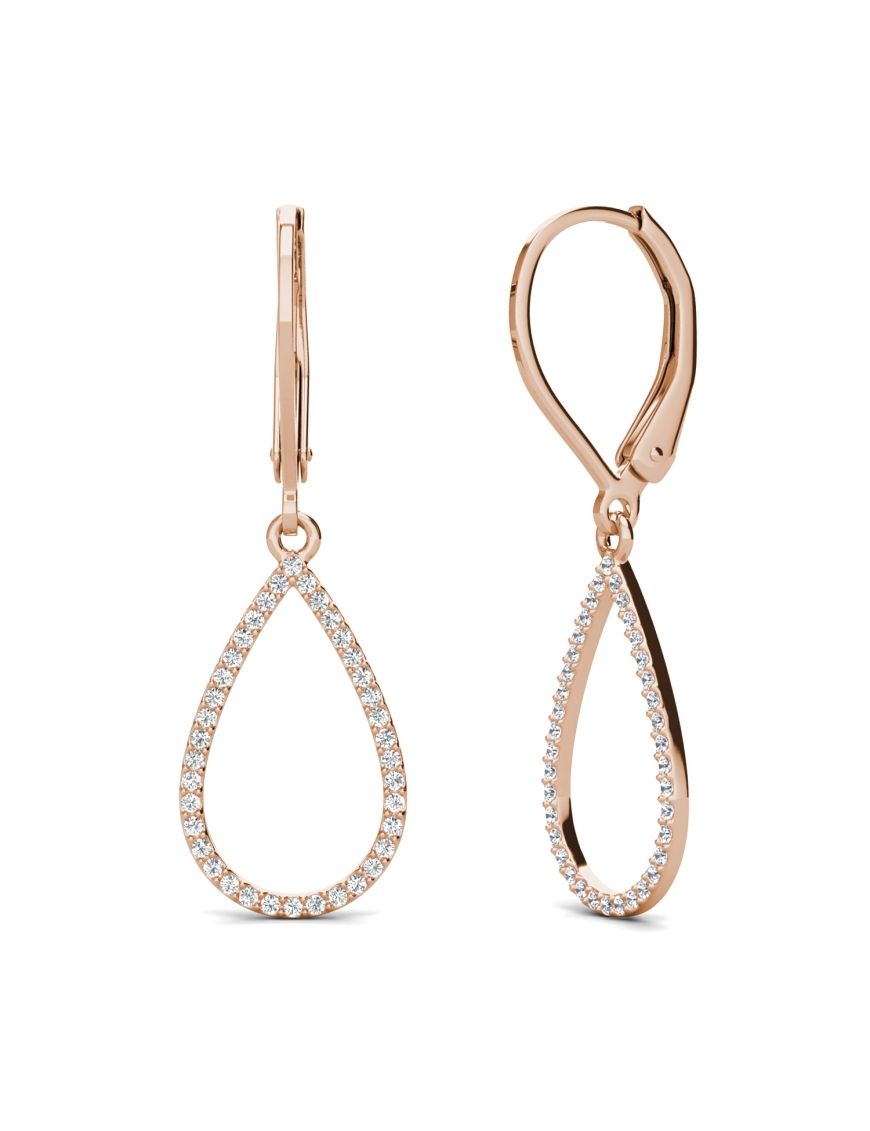 Tropfen-Ohrringe Rosegold Kristall