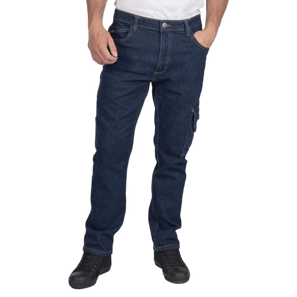 Herren Cargo Jeans Denim Normale Passform