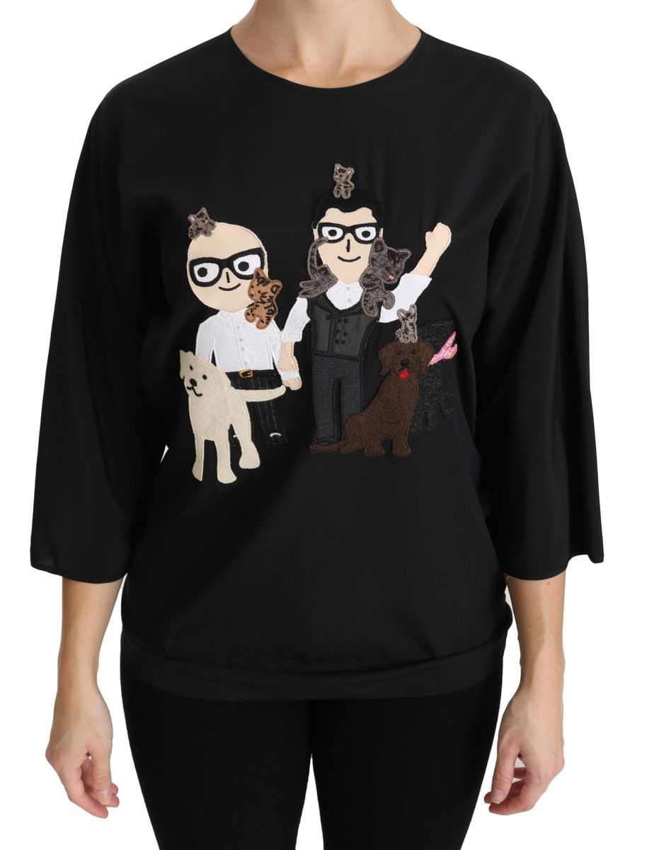 Seidenmischung Top mit Grafikprint