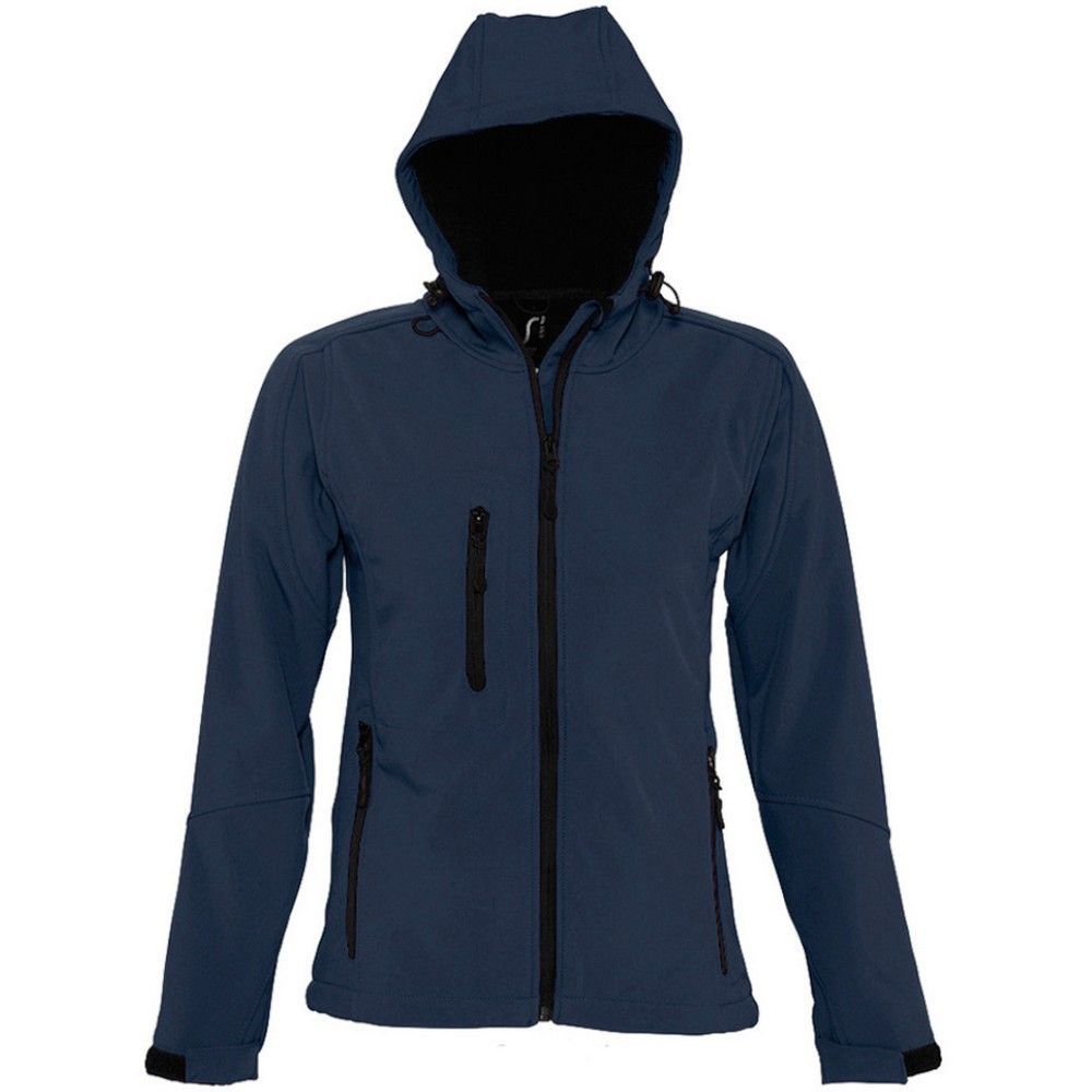SOLS Womens/Ladies Replay Hooded Soft Shell Jacket (atmungsaktiv, winddicht und wasserabweisend) (French Navy)