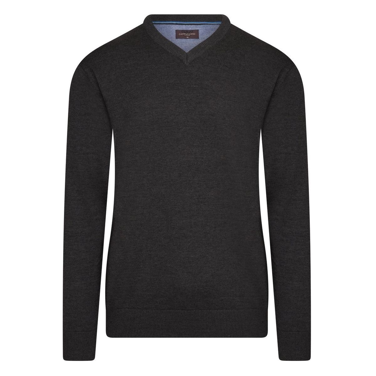 Herren Charcoal V-Ausschnitt Strickpullover