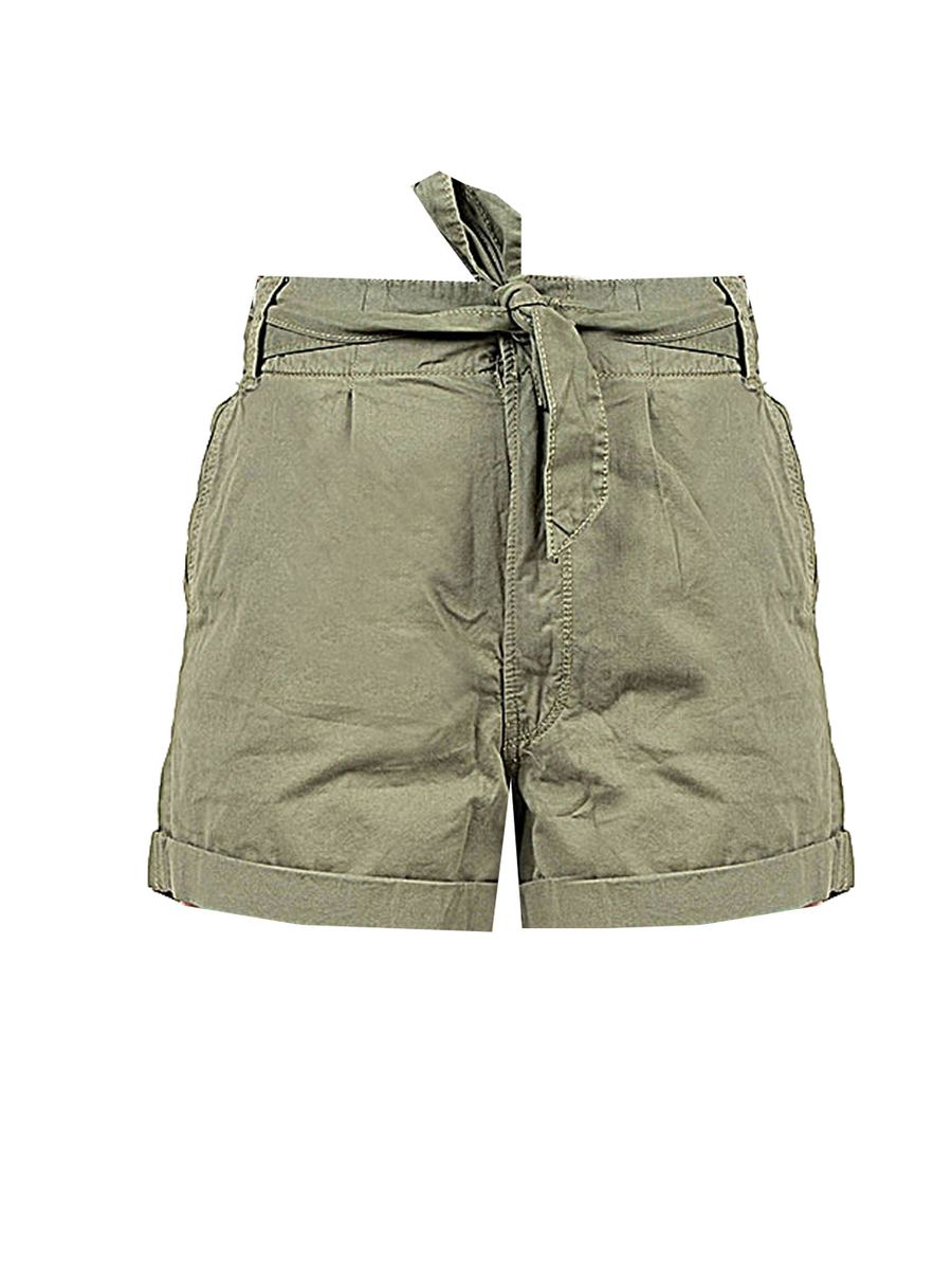High-Waist Shorts mit Gürtel und Umschlag