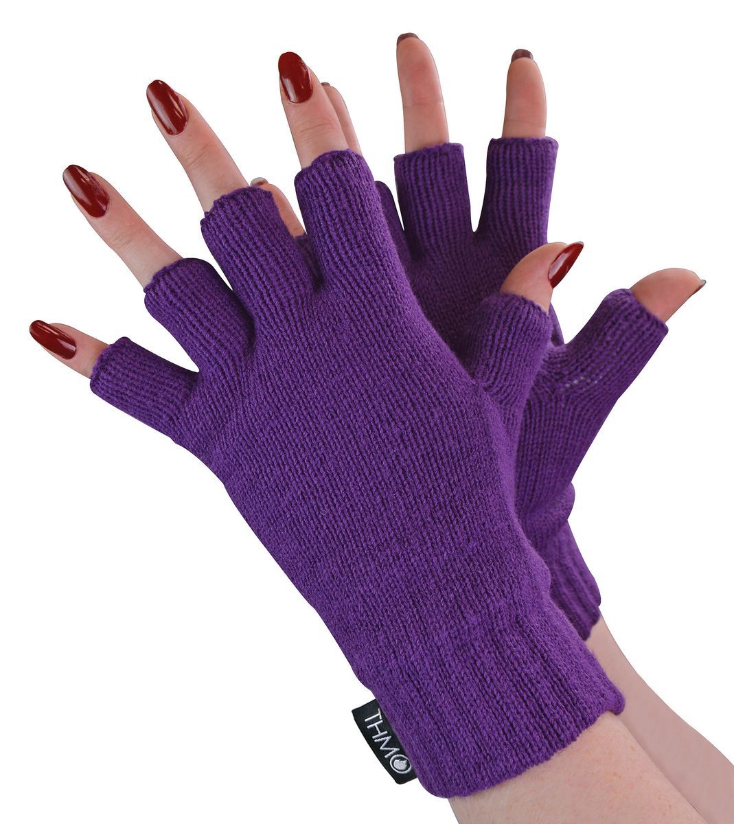 Ladies Thermal Fingerless Gloves | THMO | Winter Fleece gefüttert Soft Thinsulate Handschuhe für Frauen - Lila