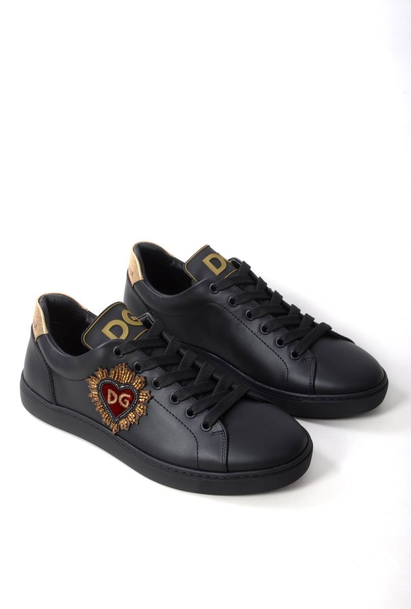 Bestickte Low-Top-Sneakers aus Leder