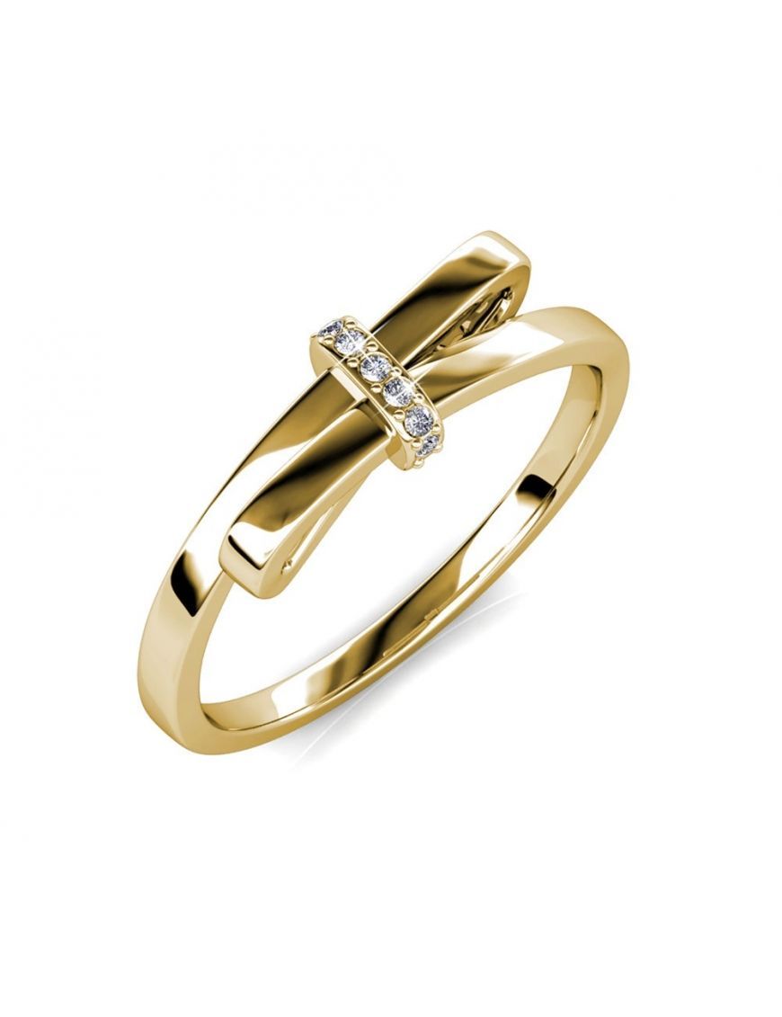 Leuchtender Schleifenring Gold mit Kristallen