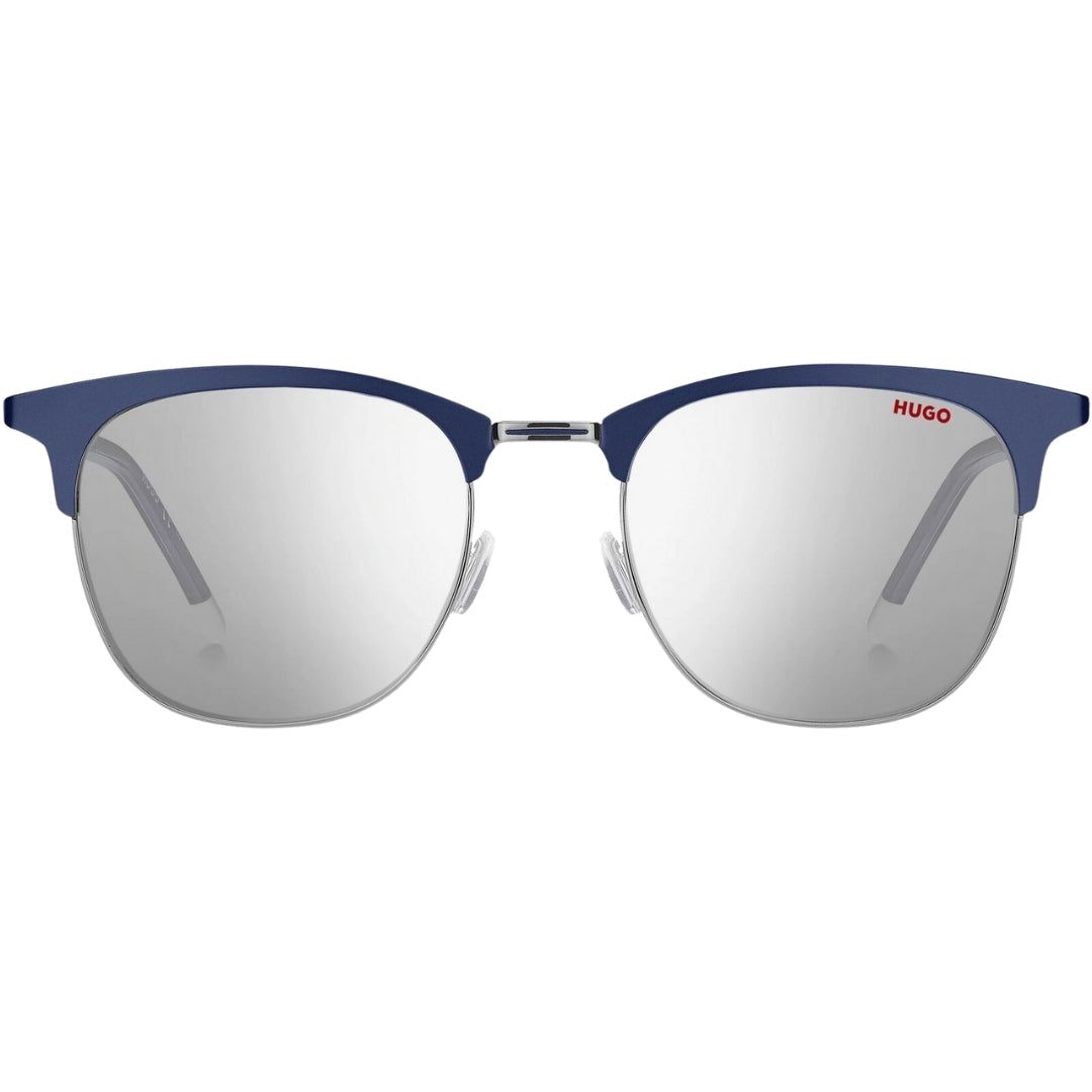 Halbrandlose Sonnenbrille mit silber verspiegelten Gläsern